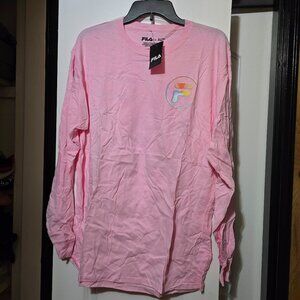 Fila Men's Light Pink Long Sleeve Shirt W Fila Logo On The Back Size Large